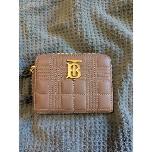 Authentic Burberry TB Women’s Camel Brown Compact Quilted Leather wallet - Picture 1 of 8
